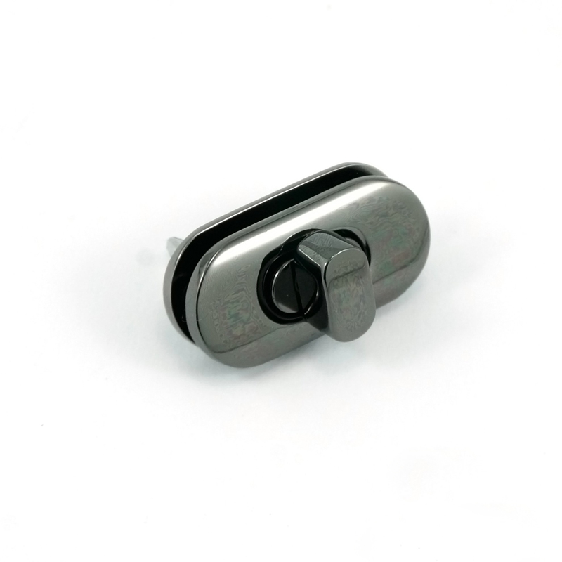 Drehverschluss für Taschen - oval Metall - 35 mm (onyx-grau)