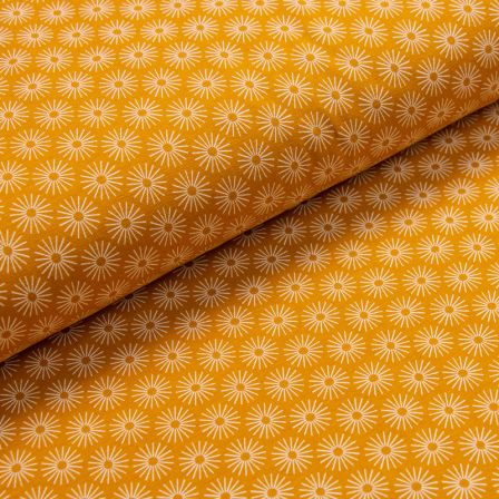 Jersey coton "Fleur" (jaune moutarde-blanc)