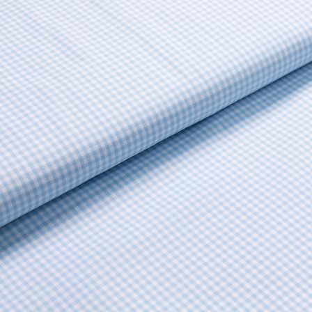 Coton - fil teint "Carreaux vichy" 2.5 mm (bleu clair/blanc)