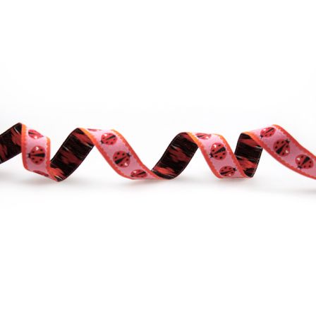 Ruban tissé "Ladybird by Cherry Picking" 12 mm (rose-orange/rouge)