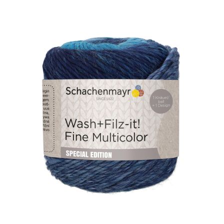 Laine à feutrer "Wash+Filz-it!" Fine Multicolor (pacific color) de Schachenmayr