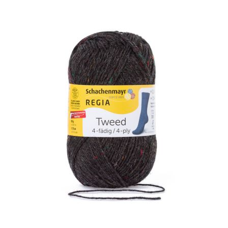 Sockenwolle "Regia Tweed 4-fädig" (anthrazit tweed) von Schachenmayr