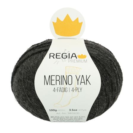Laine mérinos pour chaussettes "Regia Premium Merino Yak" (anthracite chiné) de Schachenmayr