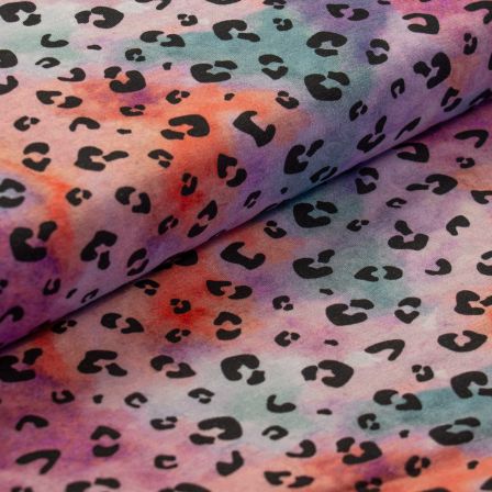Jersey de coton "Tie Dye Leopard" (multicolore-noir)