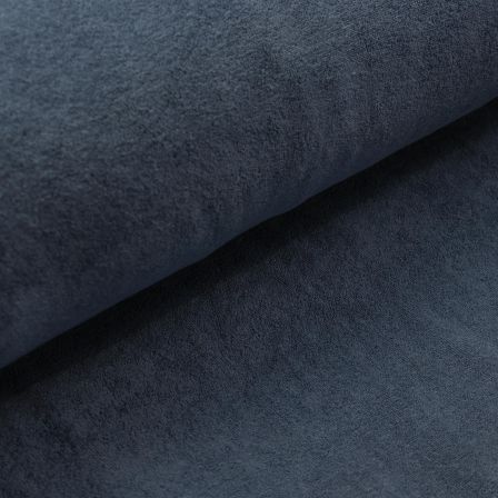 Tissu jersey éponge en coton bio "uni" (bleu jean foncé)
