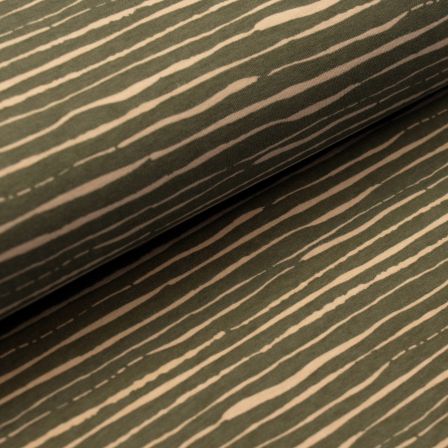 Jersey de coton bio "Happy Stripes/rayures" (olive-beige)