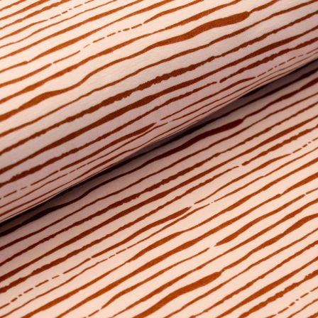 Jersey Bio-Baumwolle "Happy Stripes/Pinselstreifen" (pastellrosa-terracotta)