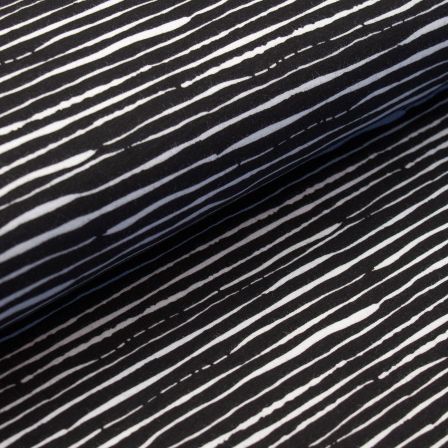 Jersey Bio-Baumwolle "Happy Stripes/Pinselstreifen" (schwarz-weiss)