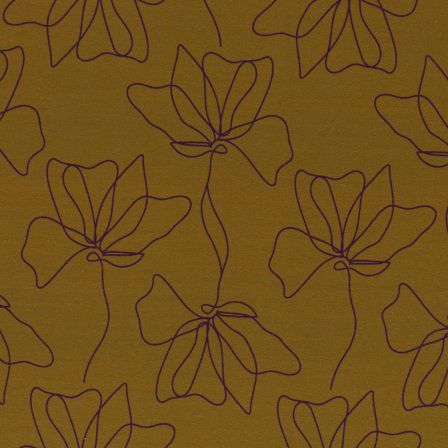 Sweat d'été en coton - french terry "Marvelous Flowers/fleurs by lycklig design" (curry) de Swafing