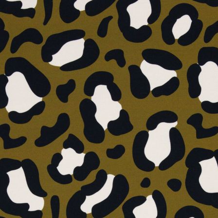 Sweat d'été en coton/modal "Sandra/léopard" (olive-noir/blanc) de Swafing