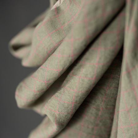 Tissu en lin - fils teintés "Dora/carreaux" (vert pastel-pink) de Merchant & Mills