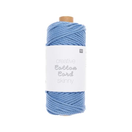 Fil macramé en coton - Rico Creative Cord Skinny Ø 3 mm (bleu)