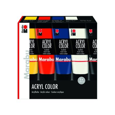 Marabu Acrylfarbe "Acryl Color BASIC" 100 ml, im 5er-Set (bunt)