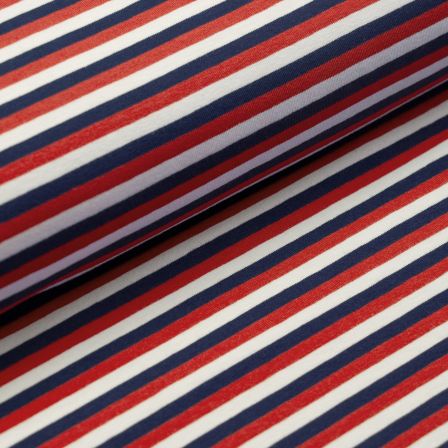 Jersey en coton "Rayures tricolores" (blanc/bleu marine/rouge)