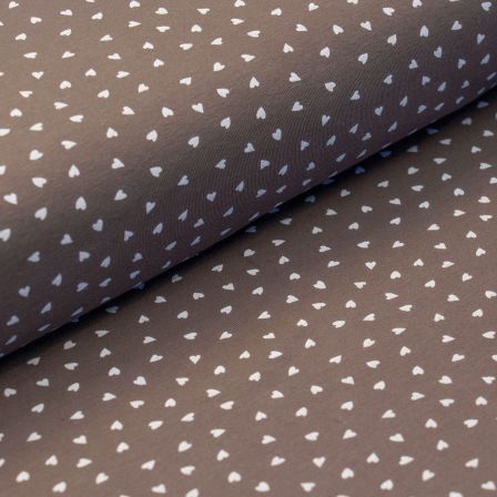 Jersey de coton "Mini cœurs" (brun gris-blanc)