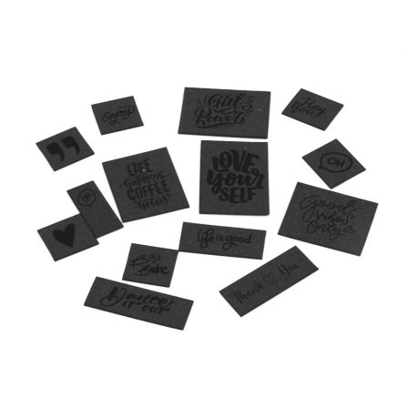 Étiquettes à coudre ReLeda "Lettering" - feuille de 40 étiquettes (anthracite-noir)