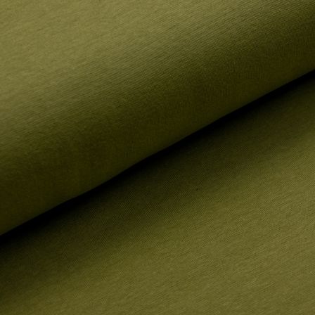 Tissu bord côte bio lisse "Ben" - tubulaire (vert mousse)