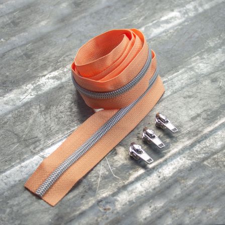 Reissverschluss & Zipper "Metallic Look" im  Set (apricot/silber)