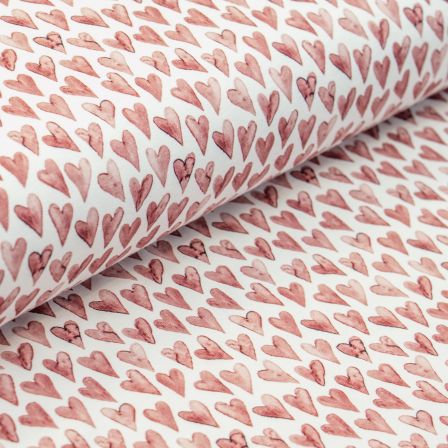 Jersey de coton "Cœurs" (blanc-rouge foncé) de SWAFING