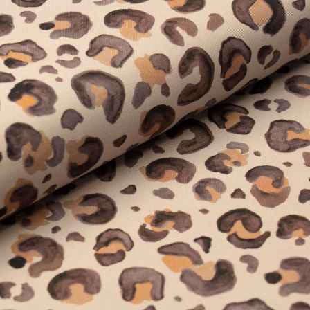 Canevas de coton "Imprimé léopard" (beige-brun)