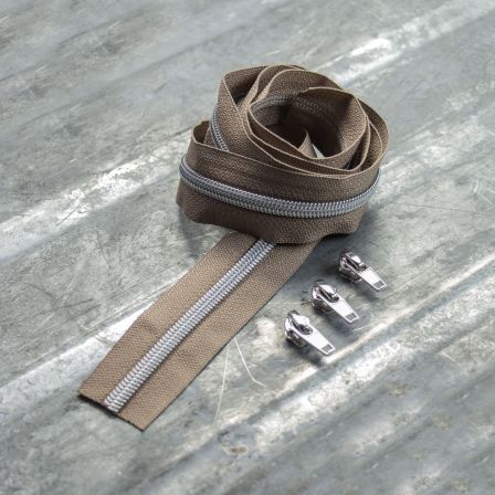 Reissverschluss & Zipper "Metallic Look" im  Set (taupe/silber)