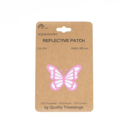 Patch zum Aufbügeln - reflektierend "Schmetterling" (silber-rosa)
