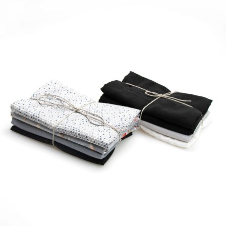 Paquet de restes de "tissu léger pour blouse/pantalon" (noir/gris/blanc)