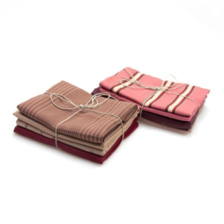 Paquet de restes de "tissu léger pour blouse/pantalon" (rouge/rose/lilas)