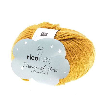 Laine bébé - Rico Baby Dream dk Uni - a Luxury Touch (jaune moutarde)