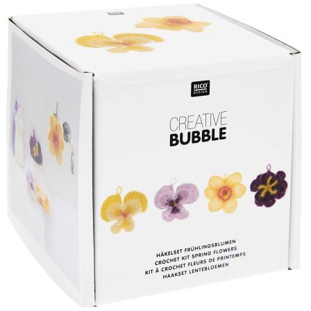 Kit de crochet Rico Creative Bubble "Fleurs de printemps" (jaune/violet)