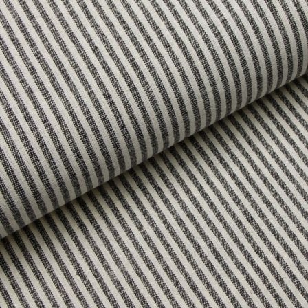 Tissu métis coton/lin rayé "Essex" (noir-blanc) de Robert Kaufman