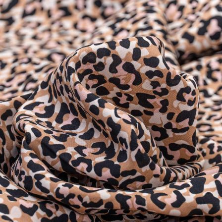 Viscose "Animaux/léopard" (brun clair-noir/rose)