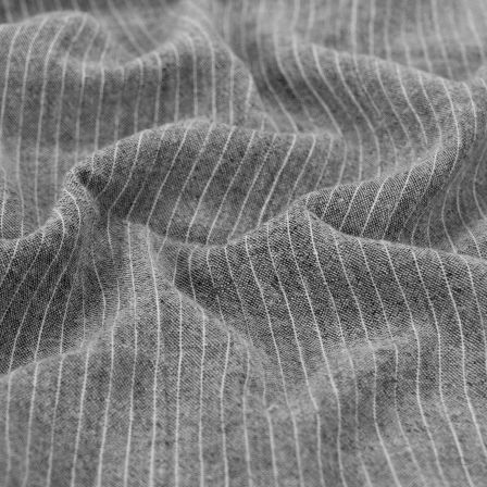 Tissu métis lin/coton "Rayures maxi" (noir/écru)