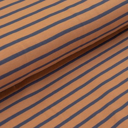 Jersey de coton "Rayures" (brun orangé-jean)