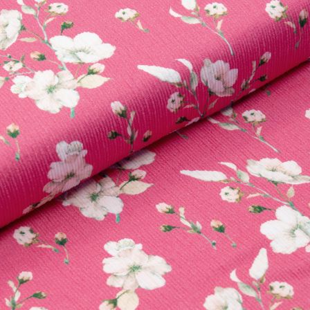 Jersey de viscose plissé "Fleurs/roses sauvages" (pink-rose poudr/vert)