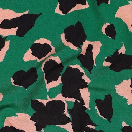Viscose "Léopard" (vert-noir/apricot)