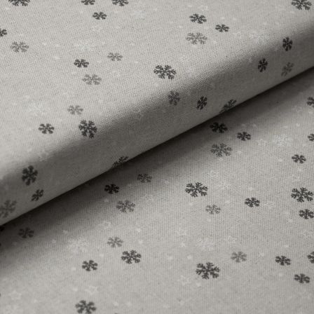 Canevas coton "Aspect lin - flocons de neige" (nature-blanc/gris)
