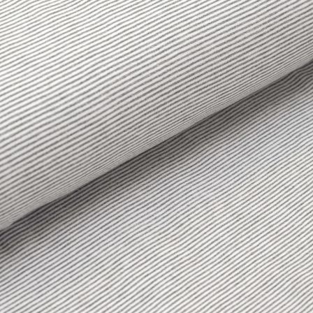 Jersey de coton "Mini Lines/rayures" (gris clair/blanc)