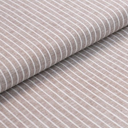 Tissu métis lin/coton "Maxi rayures" (brun fauve-blanc natureL)