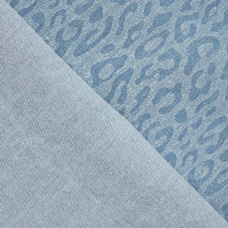 Tissu jean "Léopard" - coupon de 30 x 82 cm pour "Trousse Walhai" (bleu jean)