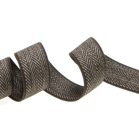 Élastique pour bretelles "Motif à chevrons" - 25 mm (brun foncé-gris)