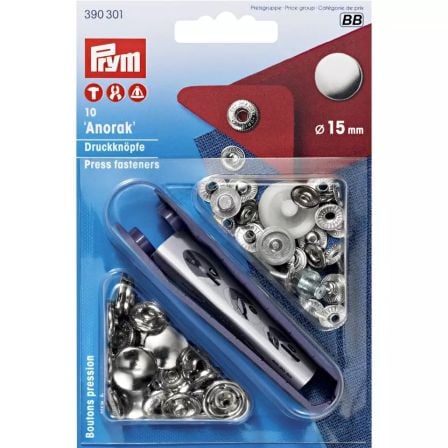 Druckknöpfe Ø 15 mm, Pack à 10 Stück (silber) 390301