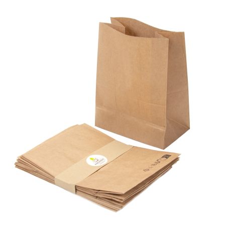 Petits sacs en papier kraft "Recycling" 180x240x110 mm, lot de 12 (brun)