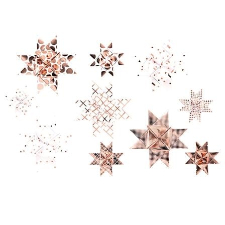 Étoiles Froebel "Graphic Hot Foil", kit avec 40 bandes de papier (blanc/rose cuivré) de RICO DESIGN
