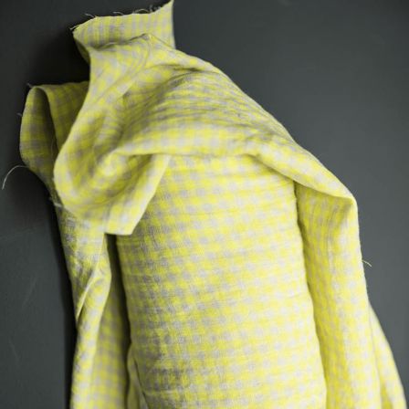 Leinenstoff - garngefärbt "Frankie Lemon/Karo" (natur/neongelb) von MERCHANT & MILLS