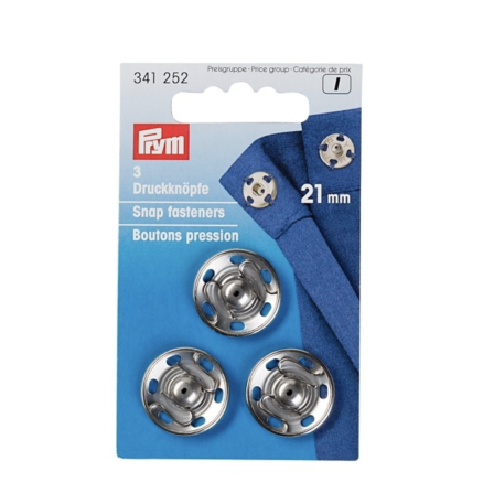 PRYM Boutons pression - Ø 21 mm, 3 pièces (argenté) 341252