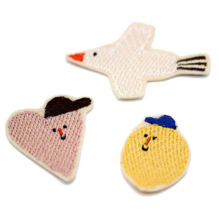 Patch/Aufnäher "Zitrone, Herz, Vogel" im 3er-Set (bunt) von halfbird