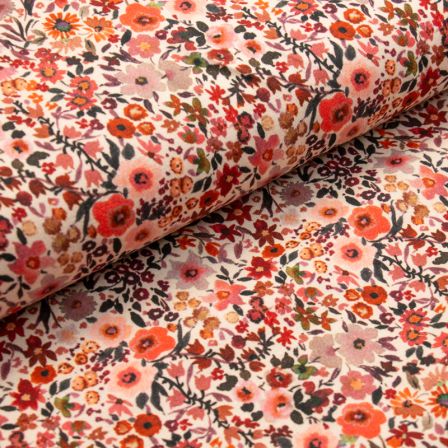 Jersey coton "Fleurs sauvages" (écru-rose/lilas)