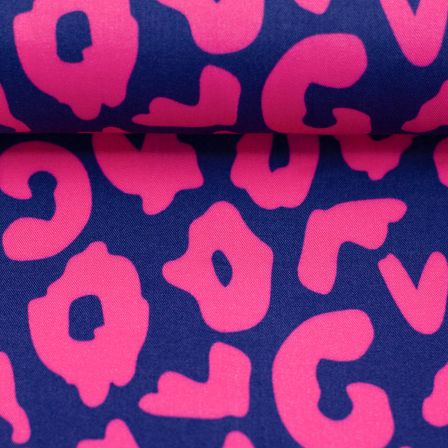 Viscose "Happy Leo by Cherry Picking" (bleu foncé-pink) de SWAFING
