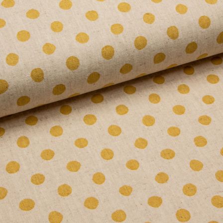 Coton/lin "Large natural dots " (nature-jaune moutarde) de SEVENBERRY/Japon